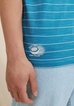Tom Tailor Gestreiftes- T-Shirt Print - Blue White Inject Stripe -Tom Tailor Winkel 018264e8f85349698a9c9e481d98c354