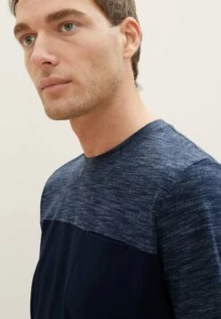 Tom Tailor Mit Einsatz In Melange-Optik - T-Shirt Print - Blue Streaky Melange -Tom Tailor Winkel 02240694dd004c37a6d613e29c511723