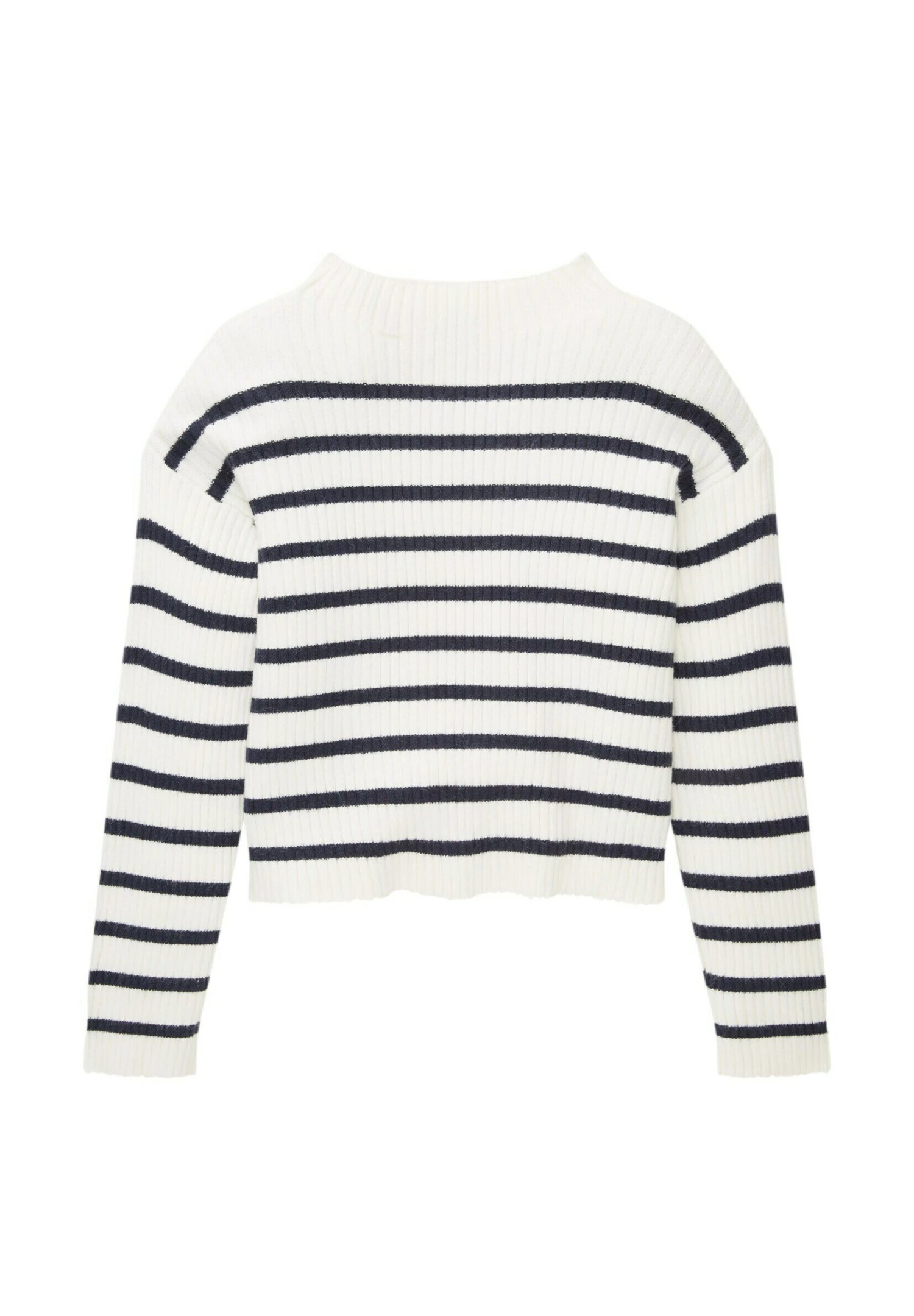 Tom Tailor Cropped- Trui - Irregular Offwhite Blue Stripe 4 Tom Tailor Cropped- Trui - Irregular Offwhite Blue Stripe - Afbeelding 2