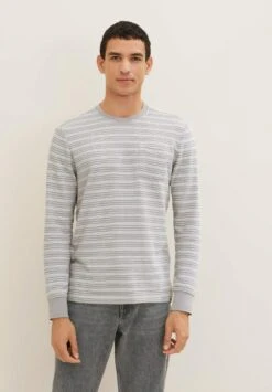 Tom Tailor Longsleeve - Grey Twotone White Stripe