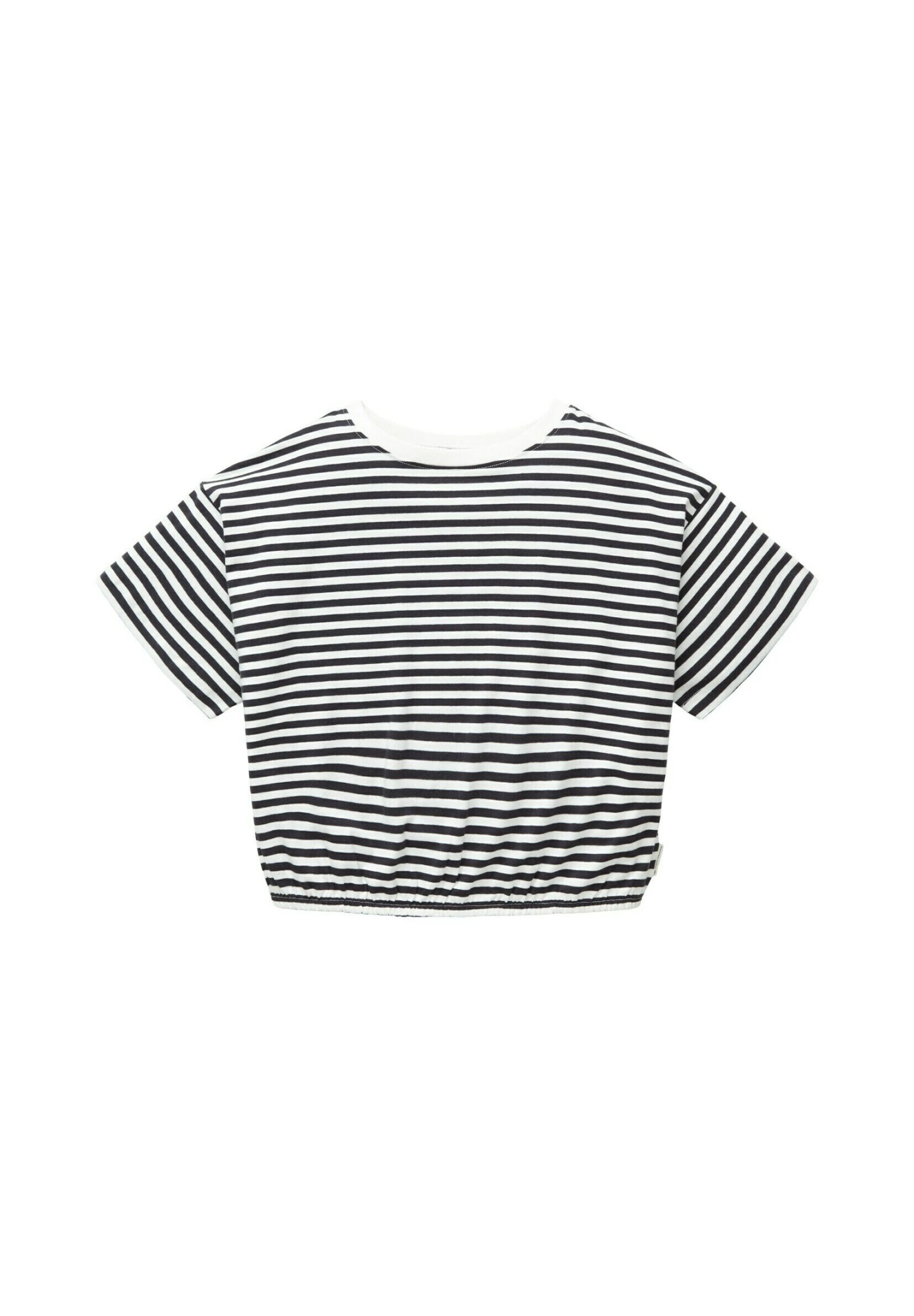 Tom Tailor Cropped- T-Shirt Print - Offwhite Coal Grey Stripe 3 Tom Tailor Cropped- T-Shirt Print - Offwhite Coal Grey Stripe