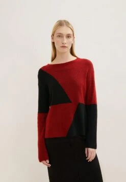 Tom Tailor Trui - Maroon Black Color Block