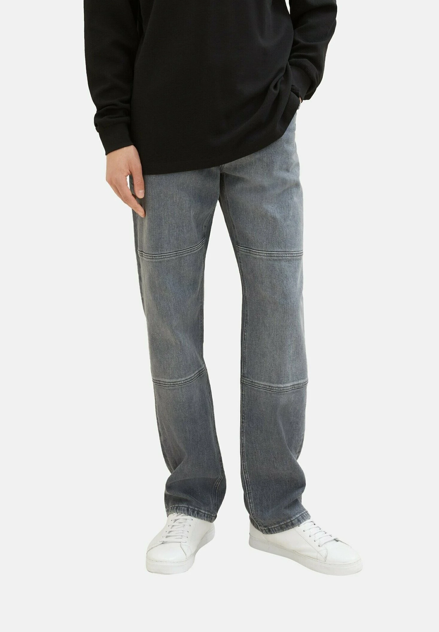 TOM TAILOR Denim Straight Leg Jeans - Used Mid Stone Grey Denim 3 TOM TAILOR Denim Straight Leg Jeans - Used Mid Stone Grey Denim