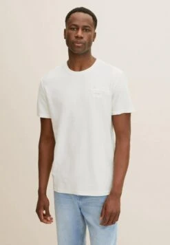 Tom Tailor Mit Badge Details  - T-Shirt Basic - Soft Light Beige