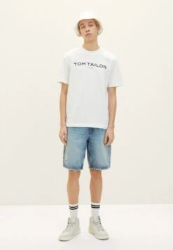 TOM TAILOR Denim Jeansshort - Destroyed Light Stone Blue Den