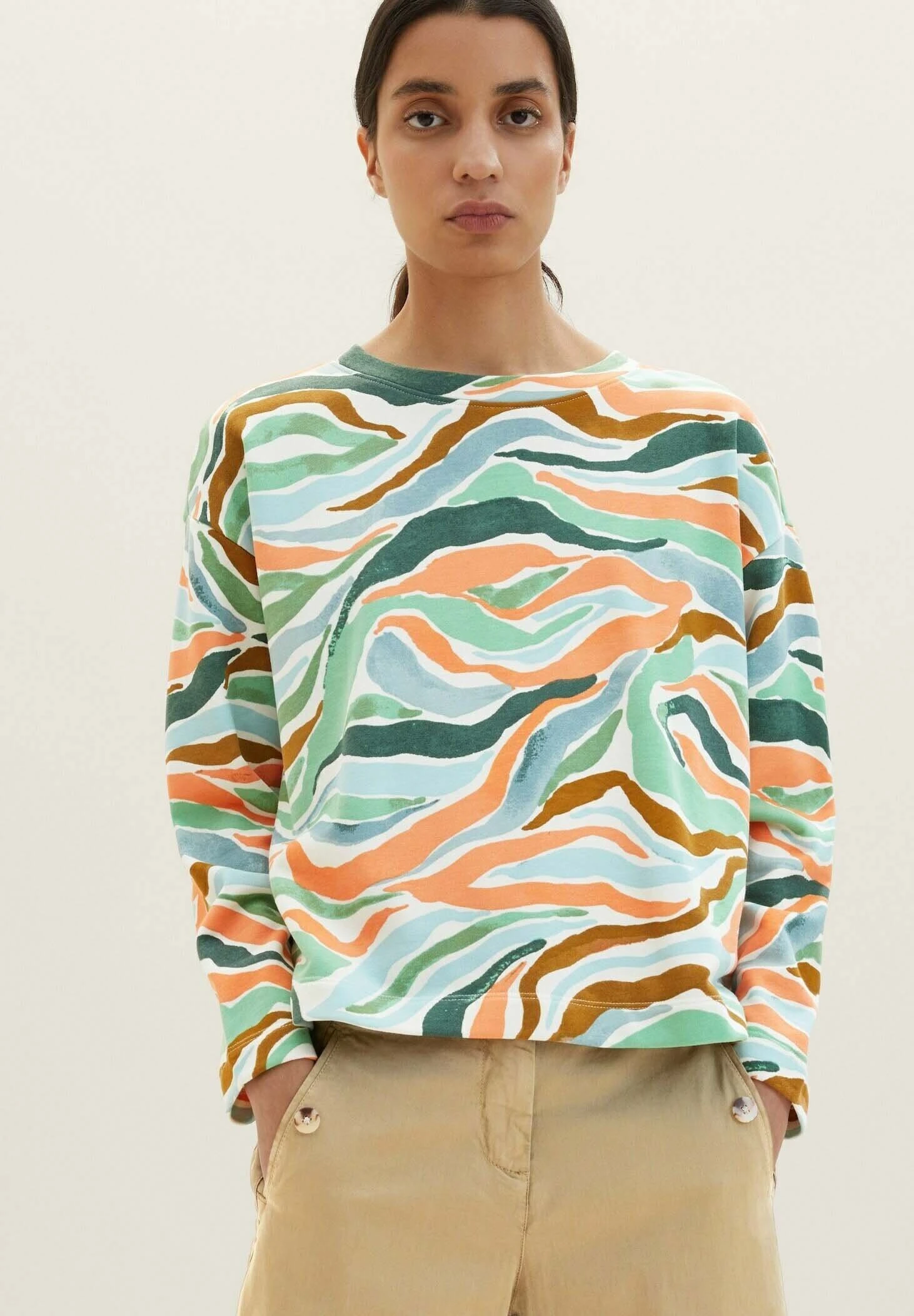 Tom Tailor Gemustertes- Sweater - Colorful Wavy Design 3 Tom Tailor Gemustertes- Sweater - Colorful Wavy Design
