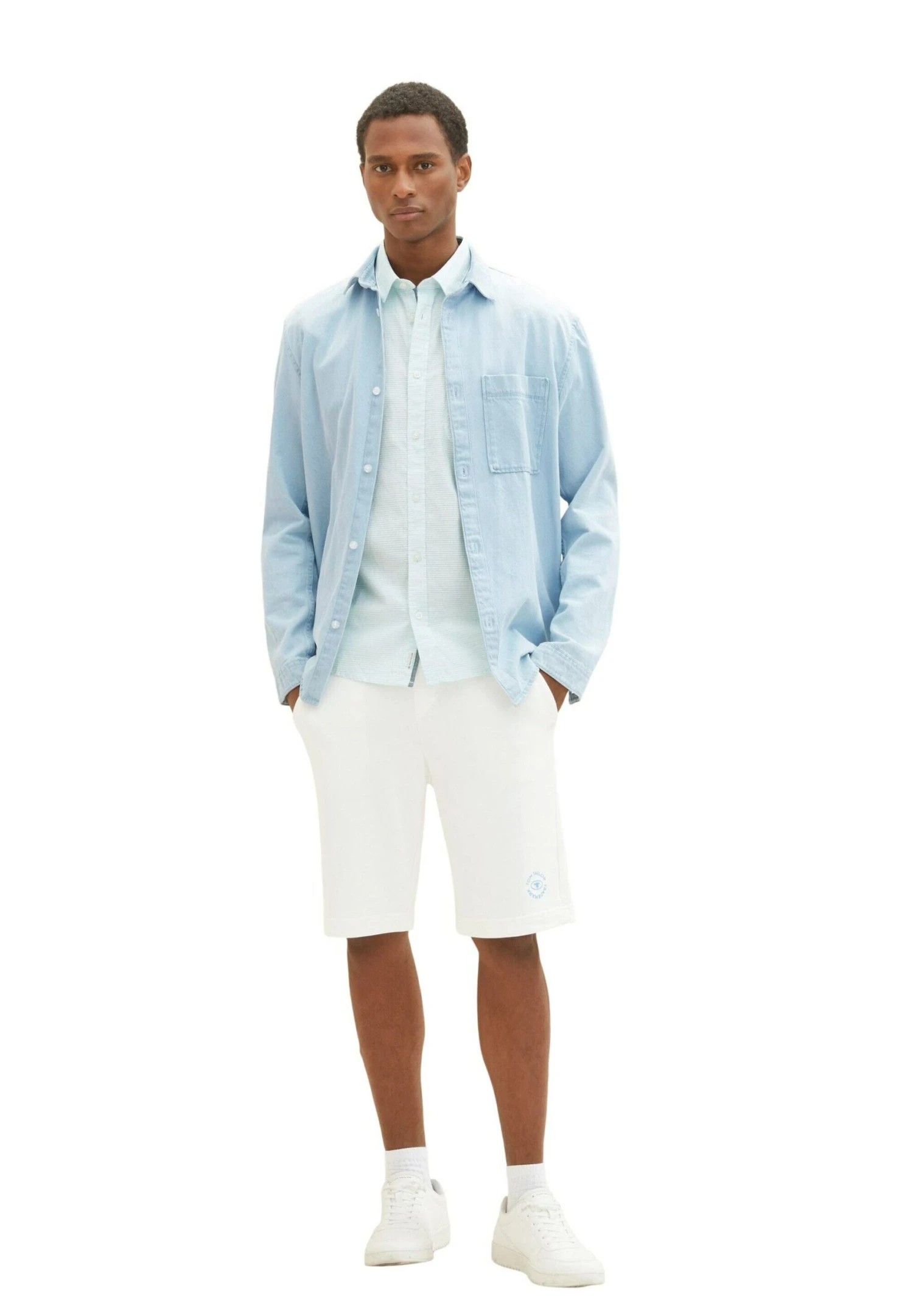 Tom Tailor Mit Struktur - Overhemd - Turquoise Off White Structure 3 Tom Tailor Mit Struktur - Overhemd - Turquoise Off White Structure