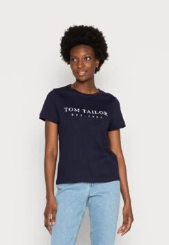 Tom Tailor Crew Neck- T-Shirt Print - Navy Midnight Blue