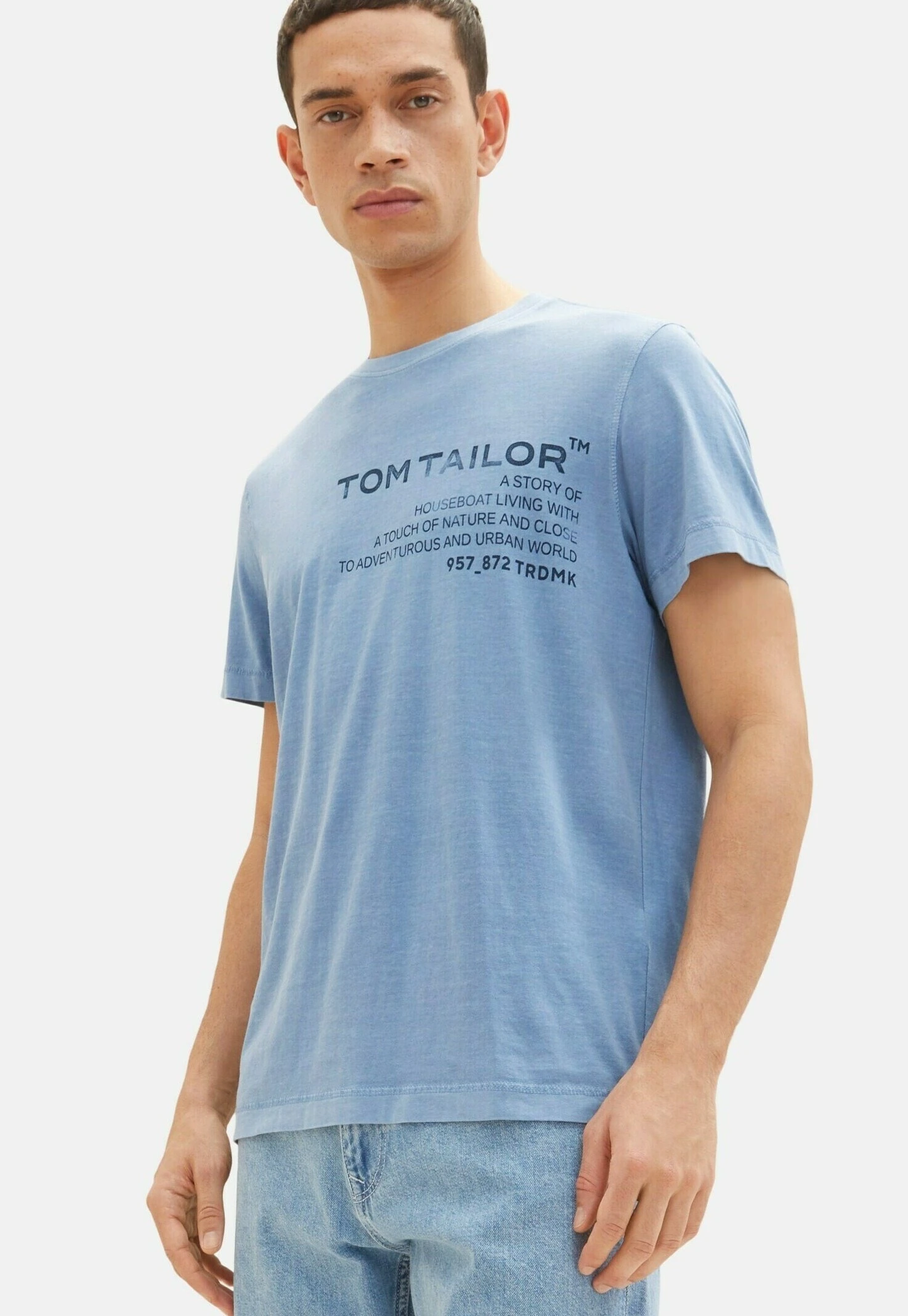 Tom Tailor Mit Waschung- T-Shirt Print - Greyish Mid Blue 6 Tom Tailor Mit Waschung- T-Shirt Print - Greyish Mid Blue - Afbeelding 4