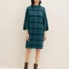 Tom Tailor Gebreide Jurk - Teal Blue Knit Check Design -Tom Tailor Winkel 2052c00977e8406494a24a6e5679a0e9
