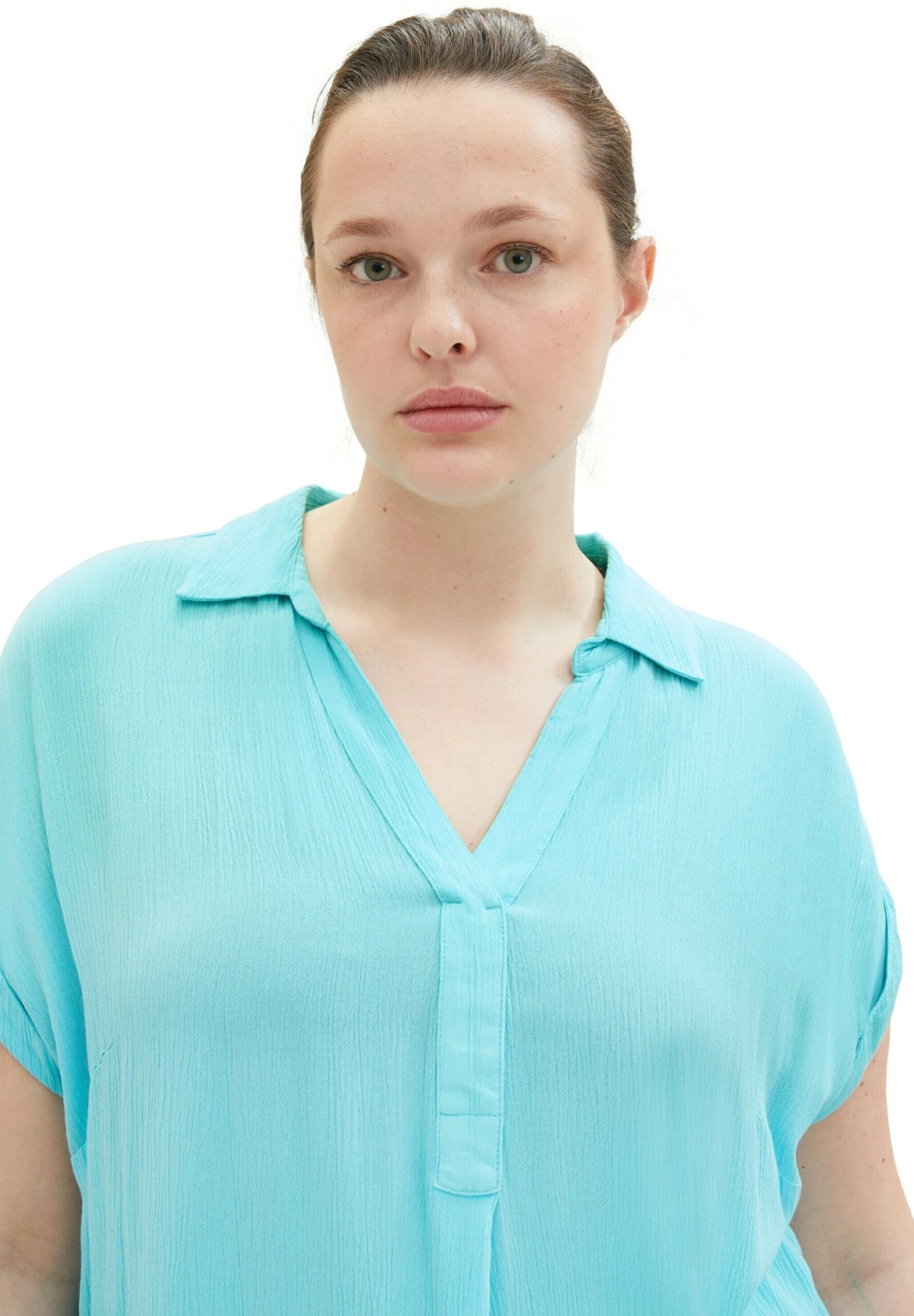 Tom Tailor Plus - In Knitteroptik - Blouse - Teal Radiance 6 Tom Tailor Plus - In Knitteroptik - Blouse - Teal Radiance - Afbeelding 4