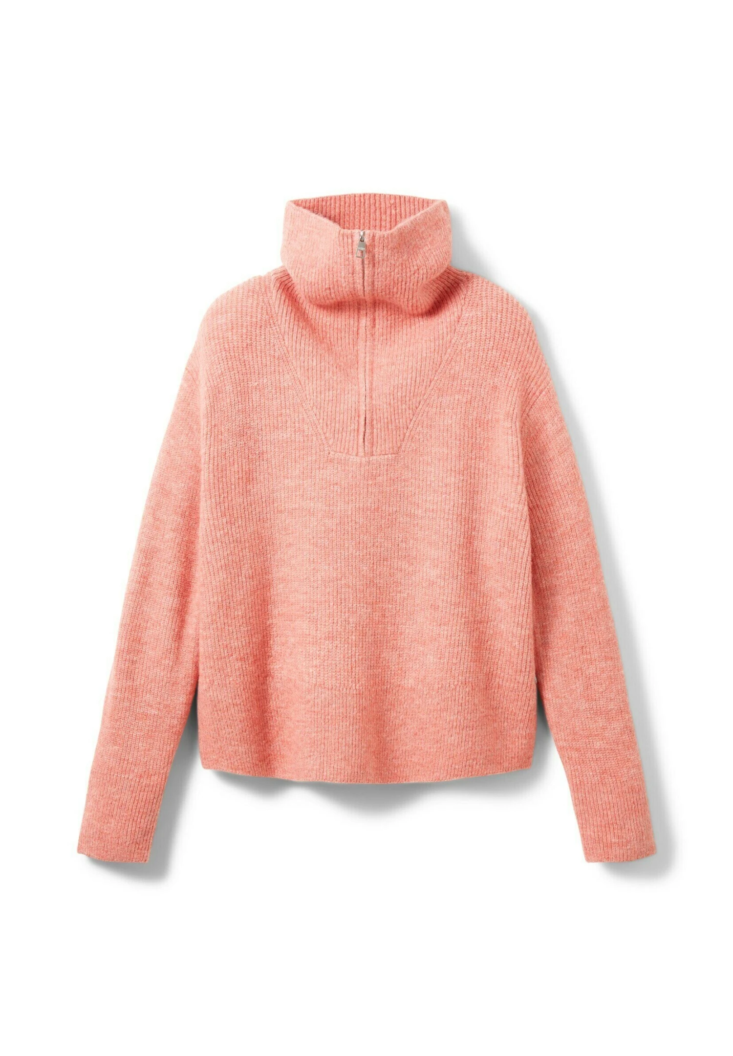 TOM TAILOR Denim Mit Troyer Kragen - Trui - Peach Pink Melange 11 TOM TAILOR Denim Mit Troyer Kragen - Trui - Peach Pink Melange - Afbeelding 9