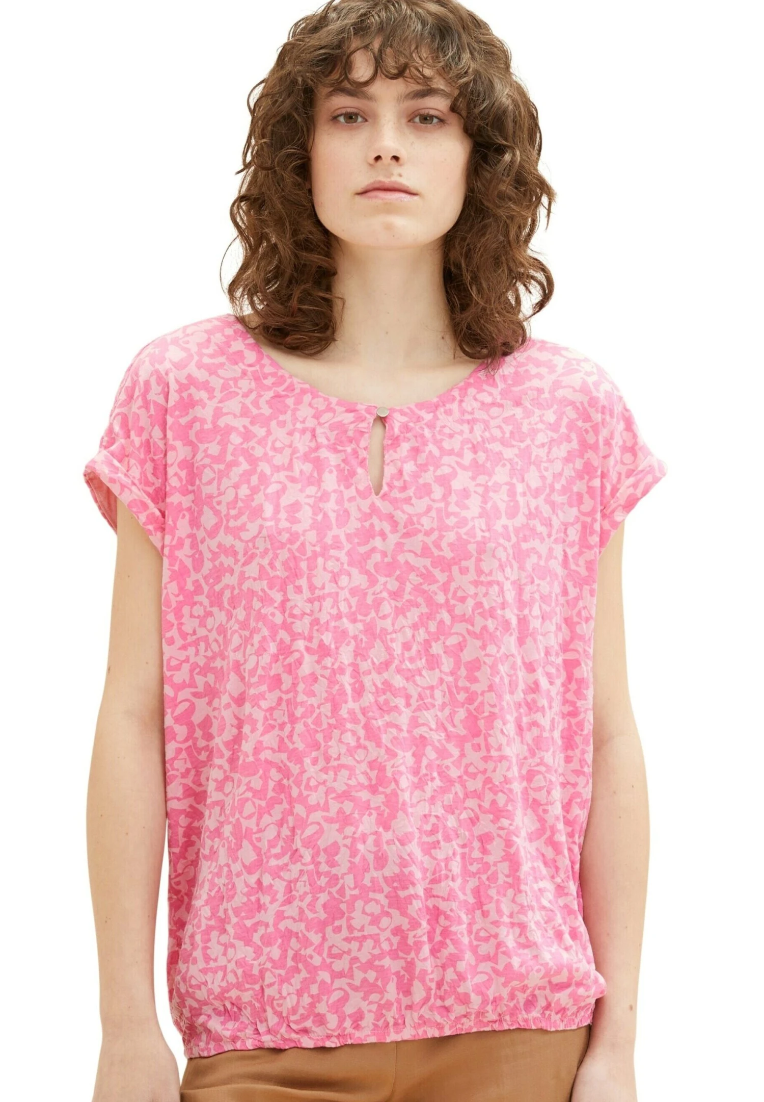Tom Tailor Mit Raffung - Blouse - Pink Geo Design 4 Tom Tailor Mit Raffung - Blouse - Pink Geo Design - Afbeelding 2