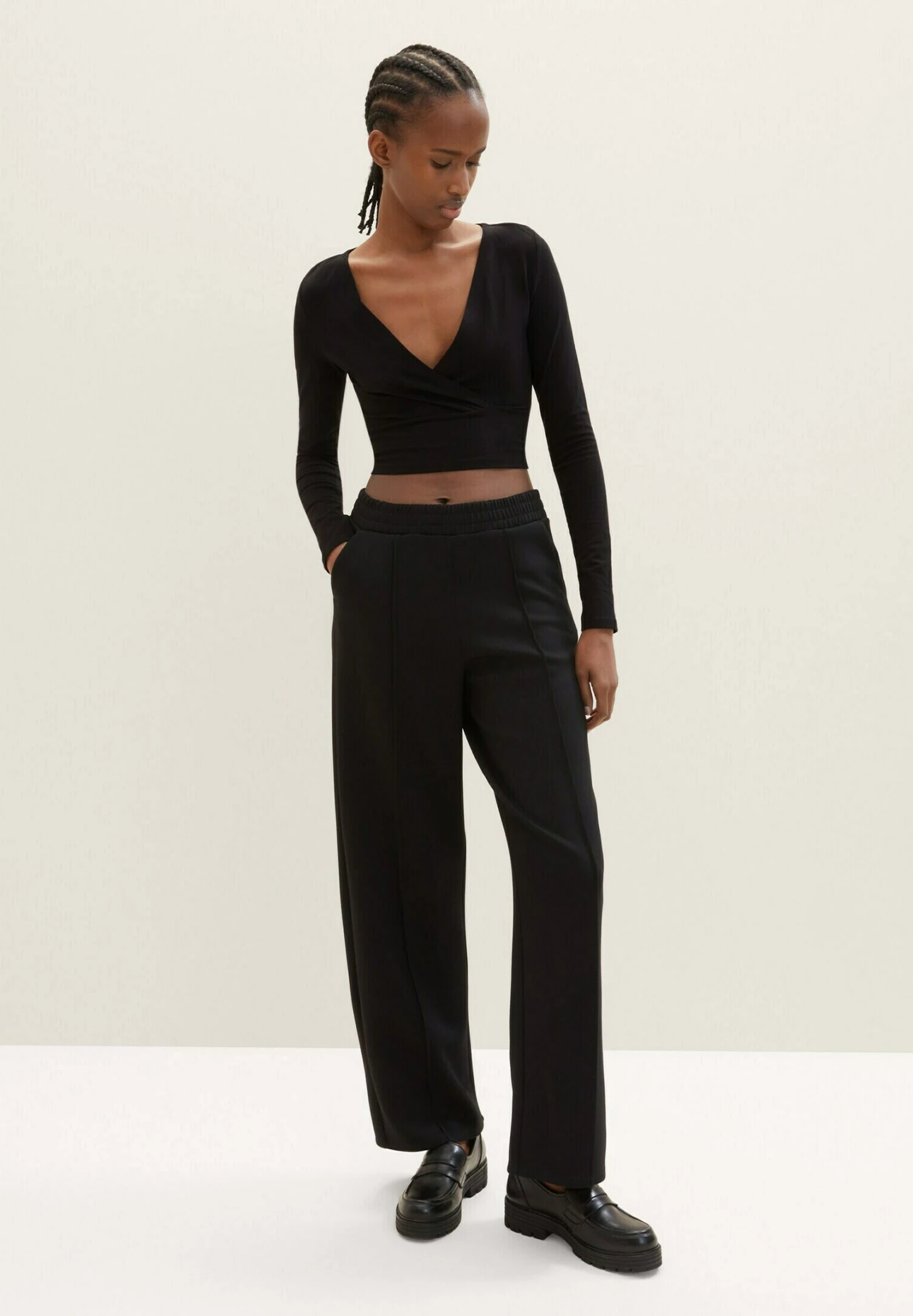 TOM TAILOR Denim Langarm In Wickel Optik - Longsleeve - Deep Black 4 TOM TAILOR Denim Langarm In Wickel Optik - Longsleeve - Deep Black - Afbeelding 2