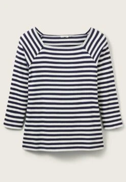 Tom Tailor Gestreiftes Mit Karree Ausschnitt - Longsleeve - Navy Offwhite Stripe -Tom Tailor Winkel 2b9300e95c644c2eace4c5d5b42e0d33