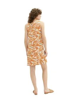 Tom Tailor Volant - Jurk - Brown Abstract Leaf Design -Tom Tailor Winkel 2c6f67f8fecd413993414423166a17e9