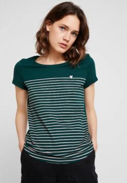 TOM TAILOR Denim Printed Stripe Tee - T-Shirt Print - Green/Rose