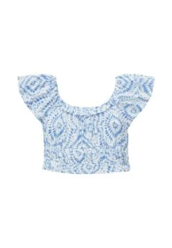 Tom Tailor CroppedMit AlloverPrint - Blouse - Blue Tie Dye Circle