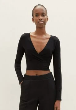 TOM TAILOR Denim Langarm In Wickel Optik - Longsleeve - Deep Black