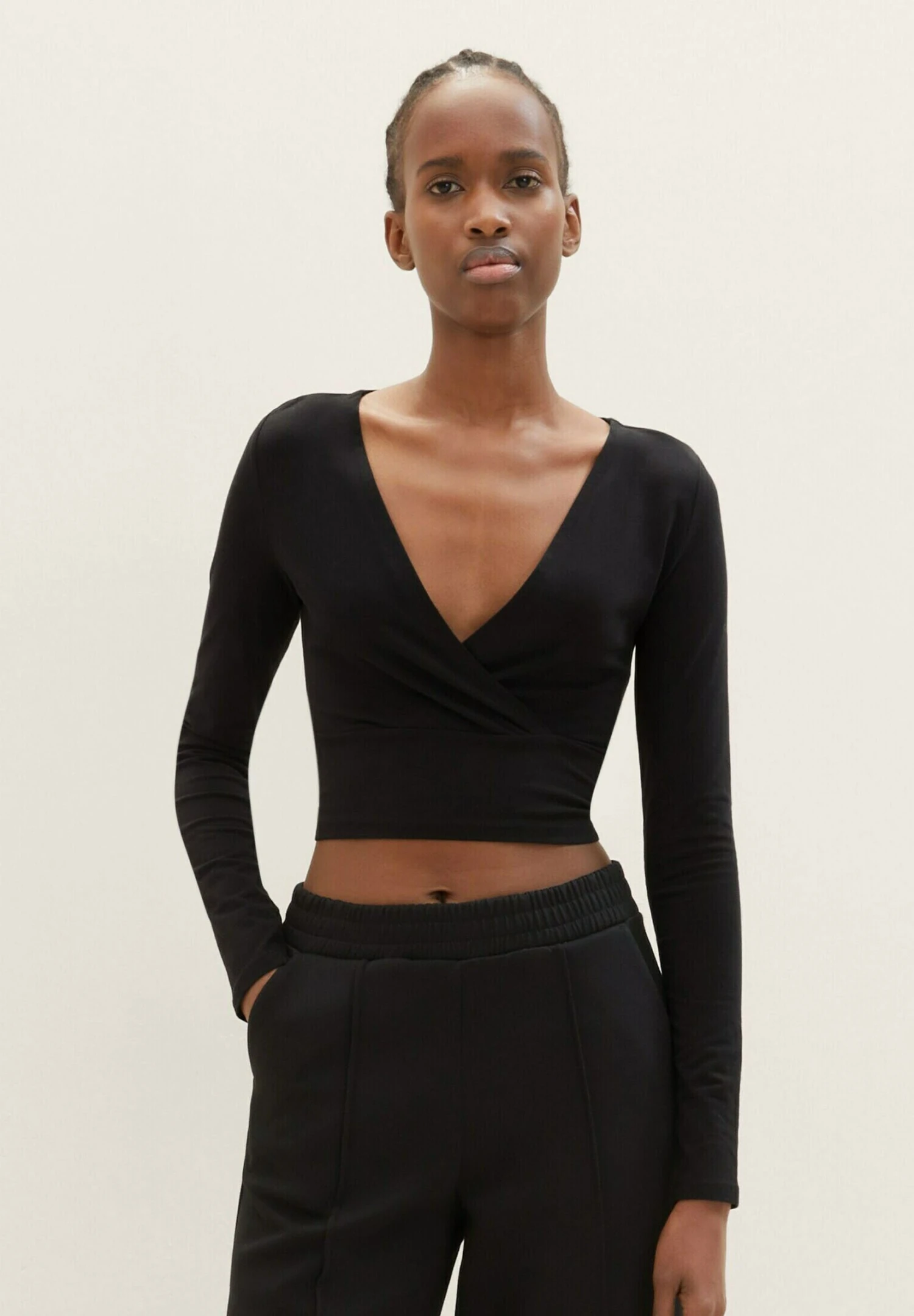 TOM TAILOR Denim Langarm In Wickel Optik - Longsleeve - Deep Black 3 TOM TAILOR Denim Langarm In Wickel Optik - Longsleeve - Deep Black