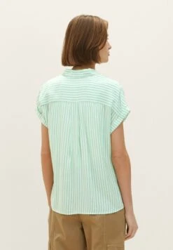 Tom Tailor Gestreifte - Overhemdblouse - Green White Stripe Woven -Tom Tailor Winkel 33a07c5bfdd844d88b86fef891289a83