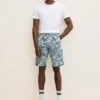 Tom Tailor Gemusterte Cargo - Shorts - Mint Navy Big Leaf Design