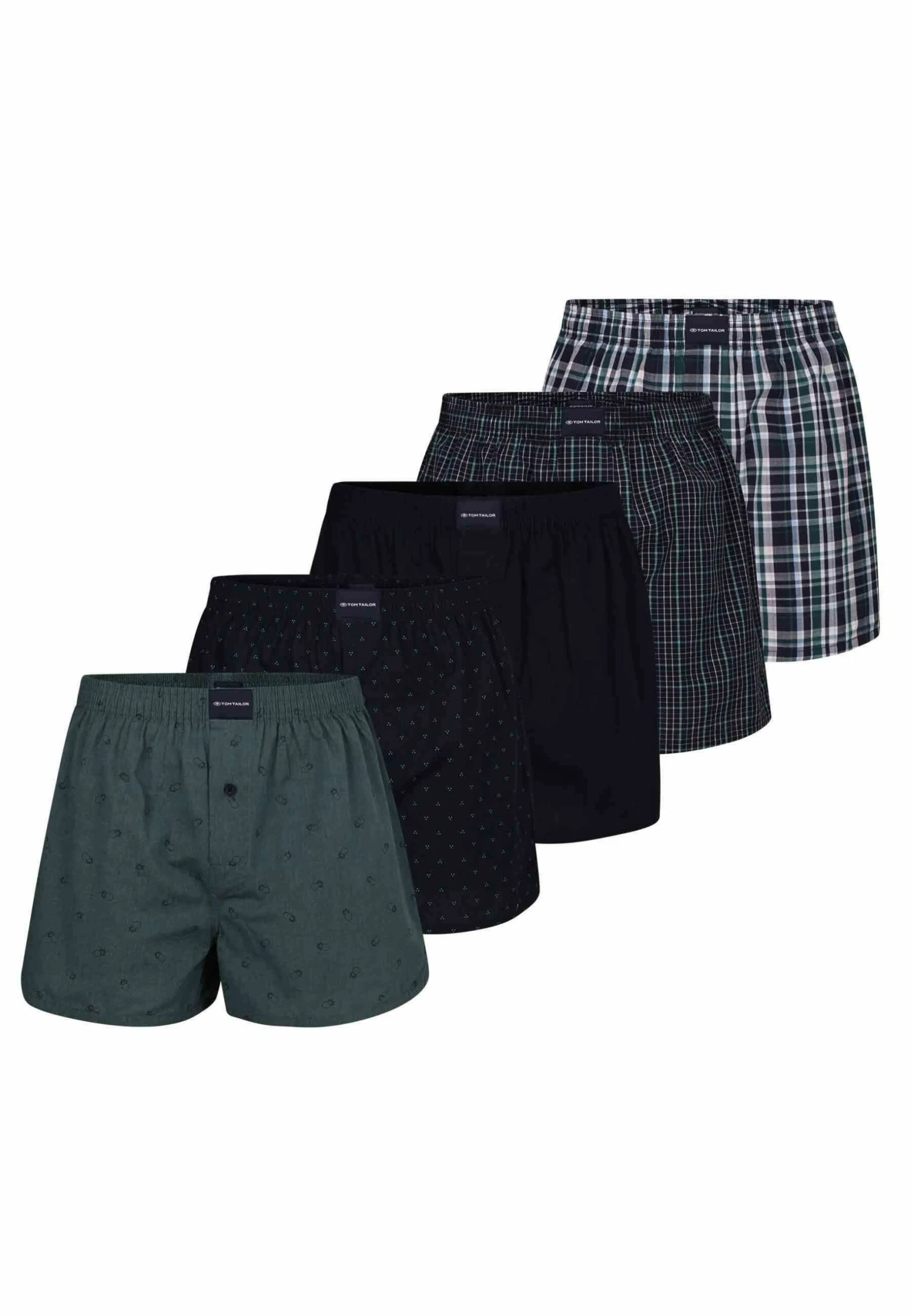Tom Tailor 5Er Pack - Boxershort - Grün Dunkel Karo 3 Tom Tailor 5Er Pack - Boxershort - Grün Dunkel Karo