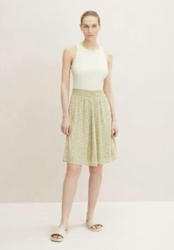 Tom Tailor A-Lijn Rok - Green Offwhite Leaf Design