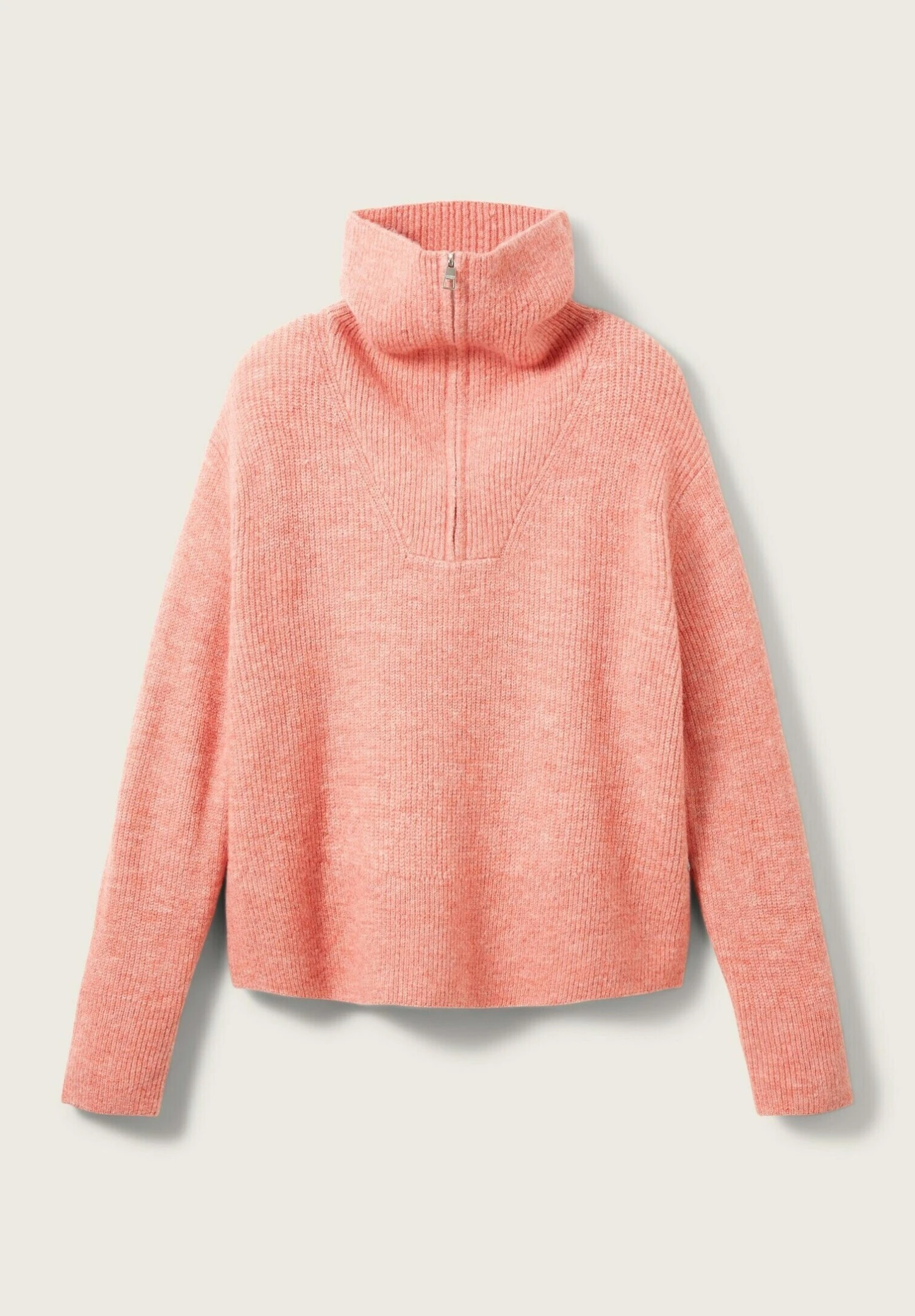 TOM TAILOR Denim Mit Troyer Kragen - Trui - Peach Pink Melange 10 TOM TAILOR Denim Mit Troyer Kragen - Trui - Peach Pink Melange - Afbeelding 8