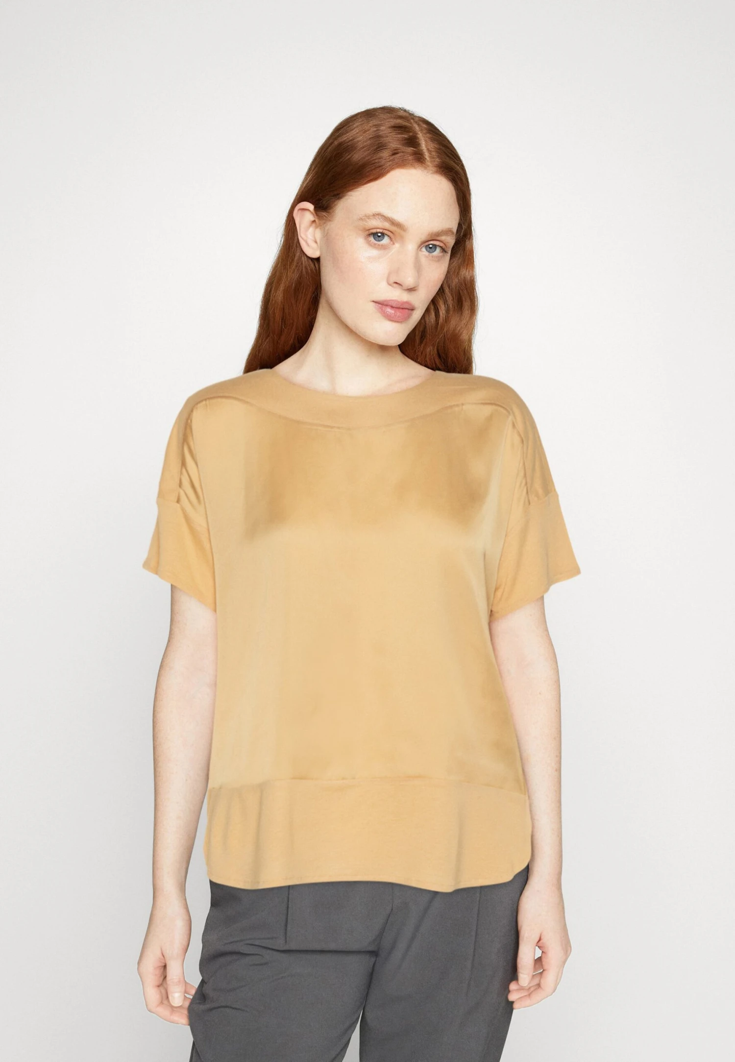 Tom Tailor Mix Sateen - T-Shirt Basic - Fawn Beige 3 Tom Tailor Mix Sateen - T-Shirt Basic - Fawn Beige