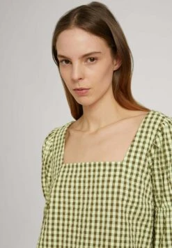 TOM TAILOR Denim Mit Carree Aussc - Blouse - Small Green Check -Tom Tailor Winkel 3d5336c51453495cb3575bcb83c0a396