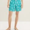 TOM TAILOR Denim Mit Allover-Print - Zwemshorts - Green White Big Coral Print