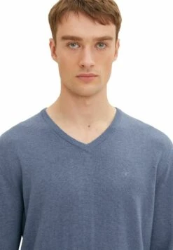 Tom Tailor Basic V Neck - Trui - Greyish Mid Blue Melange -Tom Tailor Winkel 409ff67a1a2a461cae2bd387208af589