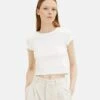 TOM TAILOR Denim Cropped - T-Shirt Basic - Gardenia White