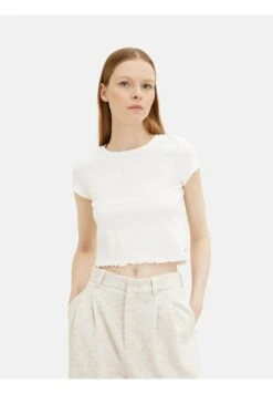 TOM TAILOR Denim Cropped - T-Shirt Basic - Gardenia White