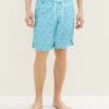 Tom Tailor Gemusterte - Zwemshorts - Rainy Sky Blue Palm Design