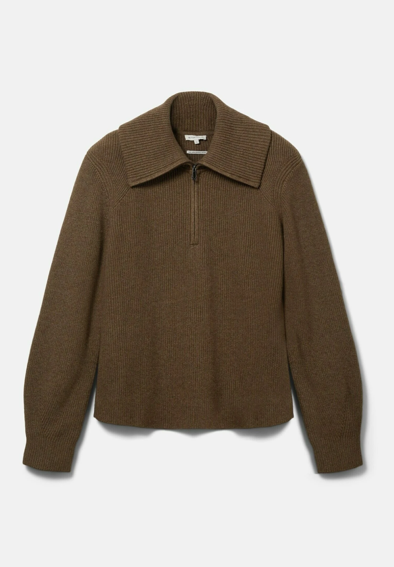 Tom Tailor Mit Troyer Kragen - Trui - Tarmac Khaki Melange 10 Tom Tailor Mit Troyer Kragen - Trui - Tarmac Khaki Melange - Afbeelding 8