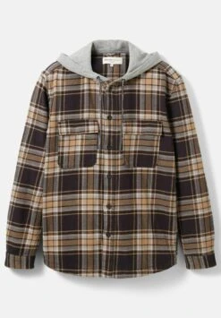 TOM TAILOR Denim Kapuzenhemd - Overhemd - Coal Grey/Grey Beige Check -Tom Tailor Winkel 47e2727a02e646ec8e7384fed8741ad8