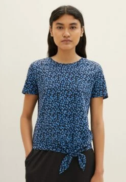 TOM TAILOR Denim Knot - T-Shirt Print - Navy Blue Flower Print