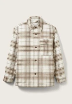 TOM TAILOR Denim Halflange Jas - Off White Beige Big Cosy Check -Tom Tailor Winkel 4c5f6a16973d4e53b60c98b80a3e7dc4