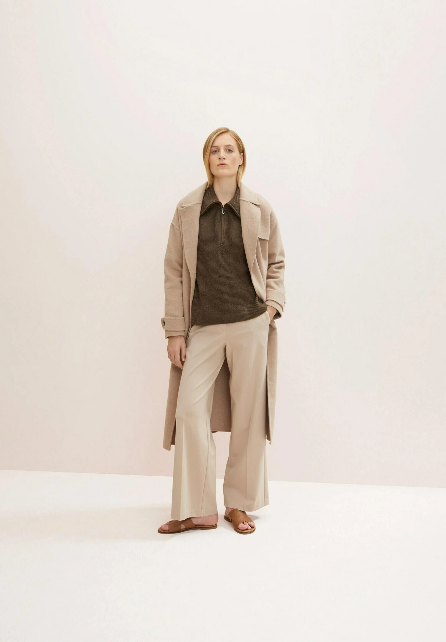 Tom Tailor Mit Troyer Kragen - Trui - Tarmac Khaki Melange 4 Tom Tailor Mit Troyer Kragen - Trui - Tarmac Khaki Melange - Afbeelding 2