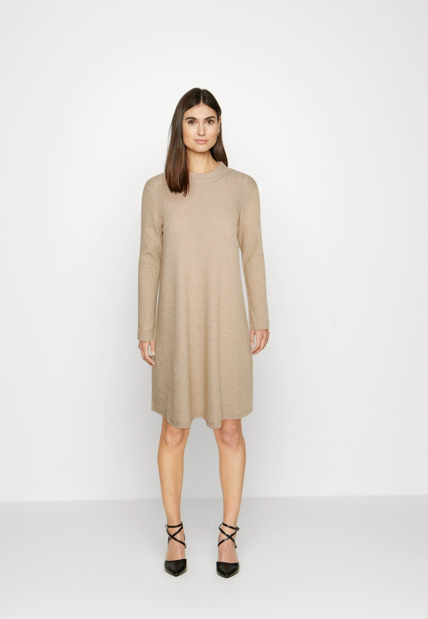 TOM TAILOR Denim Dress Cosy A Line - Gebreide Jurk - Light Sand Beige Melange 3 TOM TAILOR Denim Dress Cosy A Line - Gebreide Jurk - Light Sand Beige Melange