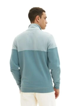 Tom Tailor Mit Colour Blocking - Sweater Met Rits - Deep Bluish Green -Tom Tailor Winkel 503c0f006c004b9b80730e7482203f7e