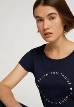 TOM TAILOR Denim T-Shirt Print - Dark Blue White -Tom Tailor Winkel 514a67f521c04228abe431769275d72e