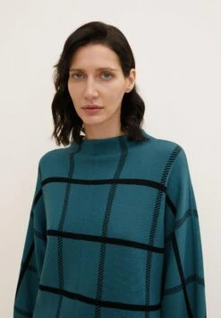 Tom Tailor Gebreide Jurk - Teal Blue Knit Check Design -Tom Tailor Winkel 53ae1d362232482b978ec6ebc603c4d7