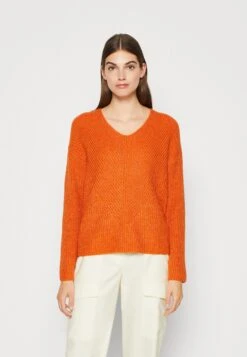 Tom Tailor V Neck - Trui - Gold Flame Orange Melange