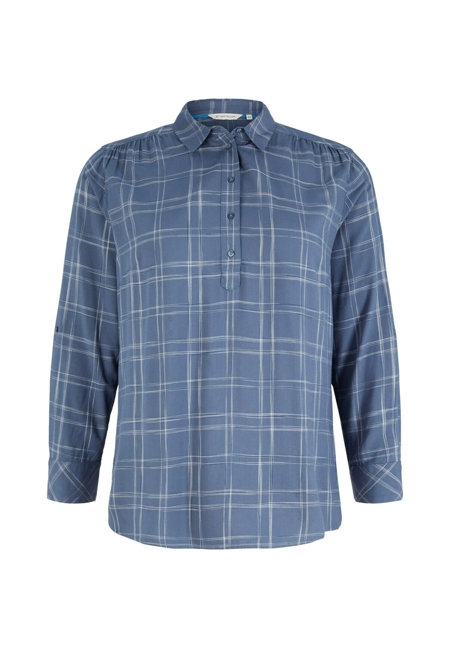 Tom Tailor PlusBluse Mit Karomuster - Blouse - Woven Big Blue Grid Check 4 Tom Tailor PlusBluse Mit Karomuster - Blouse - Woven Big Blue Grid Check - Afbeelding 2