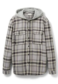 TOM TAILOR Denim Kapuzenhemd - Overhemd - Grey Off White Check -Tom Tailor Winkel 5a256104e4994f1ca9ed6e2cd66c6ac4