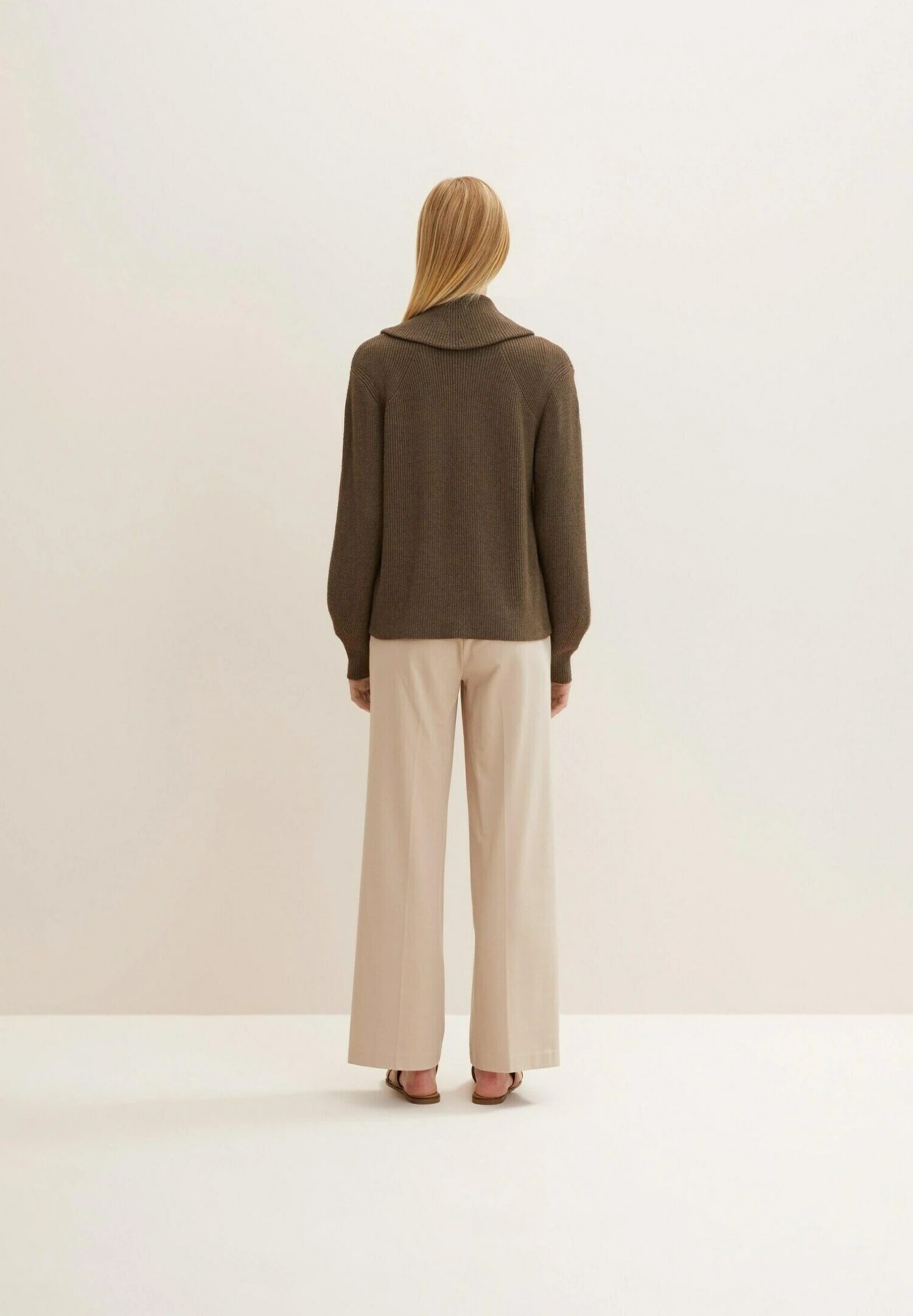 Tom Tailor Mit Troyer Kragen - Trui - Tarmac Khaki Melange 5 Tom Tailor Mit Troyer Kragen - Trui - Tarmac Khaki Melange - Afbeelding 3