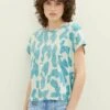 Tom Tailor Gemustertes- T-Shirt Print - Petrol Big Abstract Design